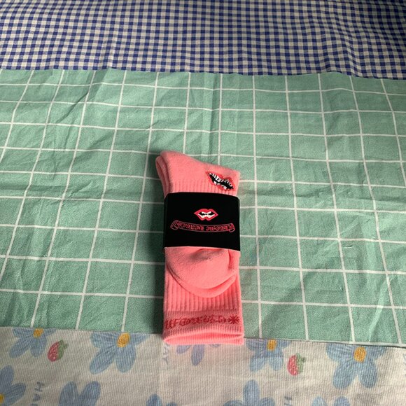 Chrome Hearts Pink Jacquard Knitted Mid-Length Socks - Picture 1 of 8